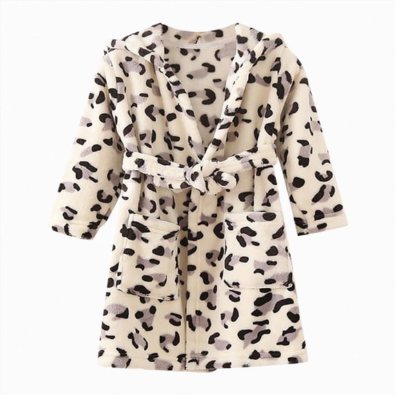 TOWED22 Boys Girls Robe Kids Flannel Hooded Bathrobe Sleepwear Pajamas Toddler Soft Plush Robes Baby Gifts