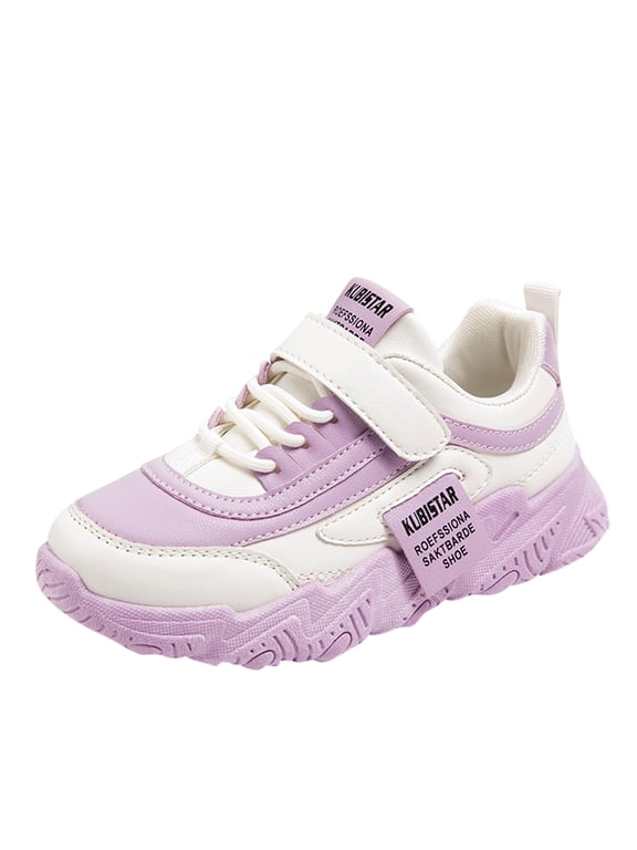 Boys Girls Sneakers Kids Lightweight Breathable Strap Athletic Running Shoes for Little Kids/Toddler(Purple,3)