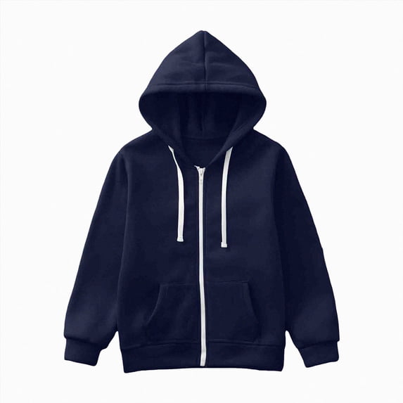 TOWED22 Boys Girls Zipper Sweatshirt Youth Solid Classic Hoodies Soft Full Zip Hooded Sweatshirts for Teens Kids Unisex(Navy,6-7 Y)