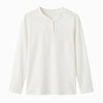 thumbnail image 1 of TOWED22 Boys Long Sleeve Henley Shirts Casual Crewneck Tees with Buttons Soft Shirts for Boys,White,12-18 M, 1 of 9