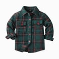 thumbnail image 1 of TOWED22 Boys Plaid Flannel Shirts Long Sleeve Casual Button Down Shirts Collared Fall Clothes,Dark Green,2-3 Y, 1 of 5