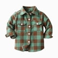 thumbnail image 1 of TOWED22 Boys Plaid Flannel Shirts Long Sleeve Casual Button Down Shirts Collared Fall Clothes,Light Green,4-5 Y, 1 of 5