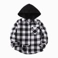 thumbnail image 1 of TOWED22 Boys Plaid Flannel Shirts Unisex Kids Long Sleeve Casual Button Down Shirt with Hood,Black,9-10 Y, 1 of 9
