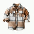 thumbnail image 1 of TOWED22 Kids Toddler Flannel Shirt Jacket Plaid Long Sleeve Lapel Button up Shacket Baby Boys Girls Fall Shirt Coat Outwear(Brown,5-6 Years), 1 of 6