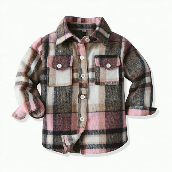 TOWED22 Boys Plaid Shirt Long Sleeve Flannel Shirt Kids Button Down Shirts(Dark Gray,6-12 M)