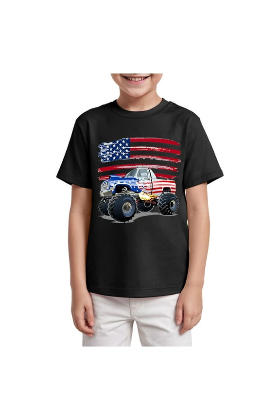 Boys Printed Tees Short Sleeve Crew Neck Graphic T-Shirts Funny Dinosaur Patterns Summer Tops(Black,11-12 Y)