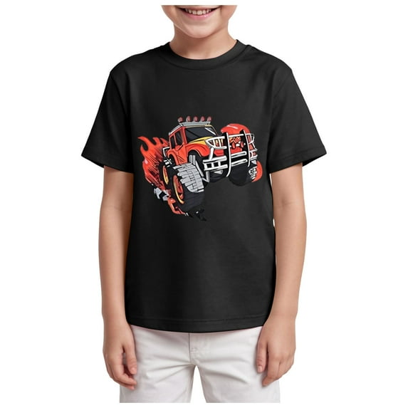 TOWED22 Boys Shirts Short Sleeve T-Shirts Kids Basic Crew Neck Tops Casual Cotton Tees Clothes(Black,13-14 Y)