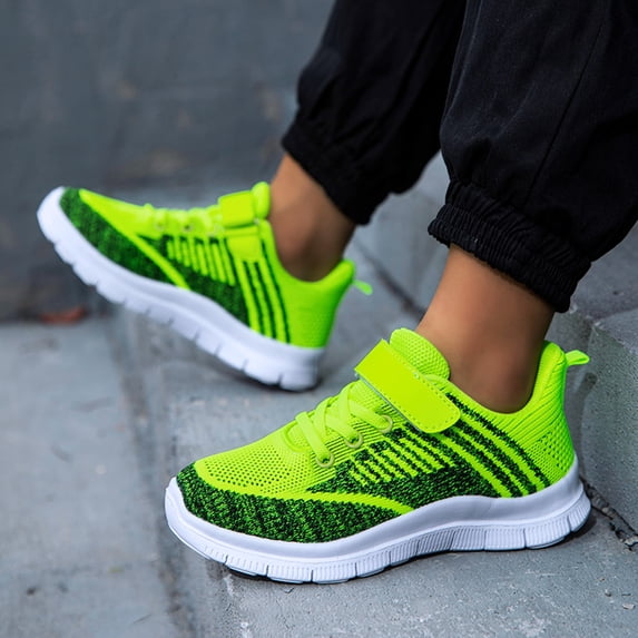 Boys' Sneakers All Season Children Boys Sports Shoes Flat Thick Bottom Lightweight Non Toddler Running Shoes(Green,2)