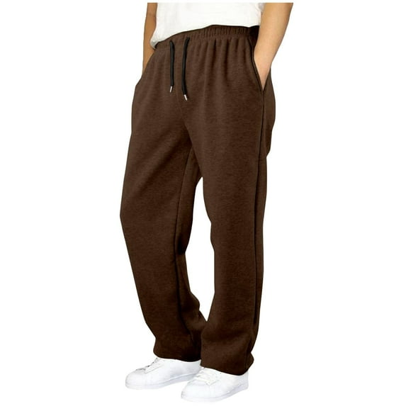 TOWED22 Boys Solid Color Baggy Sweatpants with Pockets Wide Straight Leg Casual Joggers Elastic Waist Cargo Trousers Coffee,13-14 Y