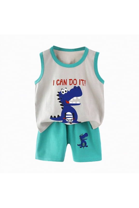 Boys Summer Shorts Set Sleeveless Truck Tank Top Quick-Dry Shorts Toddler Outfit 6M-4T Light Green,4-5 Y