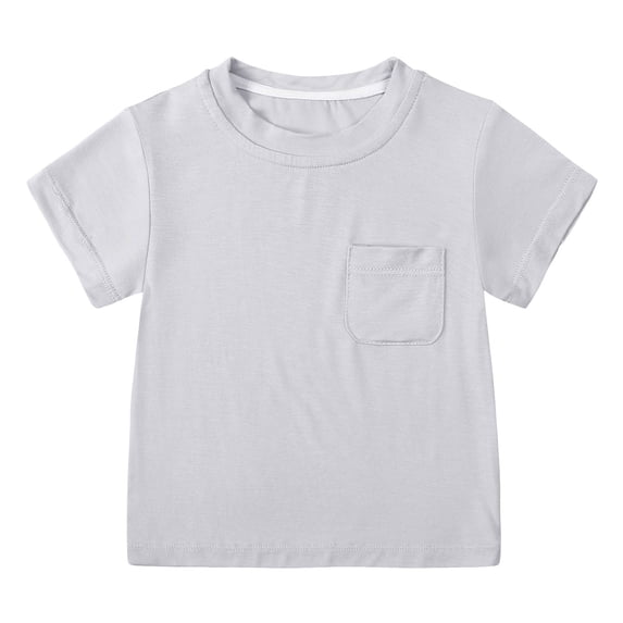 TOWED22 Boys Summer Tops 5-12 Years Short Sleeve Crew Neck T-Shirts Lightweight Breathable Tee Shirts(Light Gray,9-12 M)