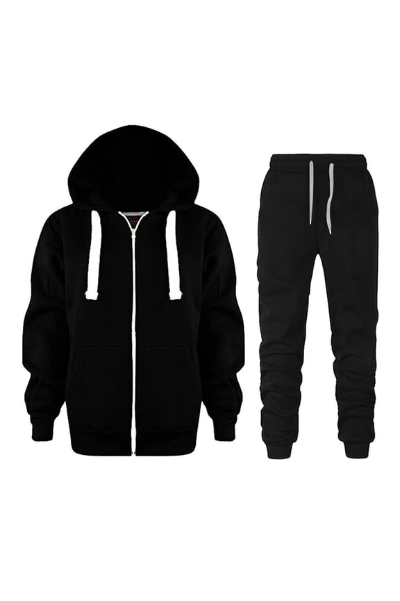 Boys' Sweatsuit Set - 2 Piece Fleece Hoodie Sweatshirt and Jogger Sweatpants(Black,7-8 Y)