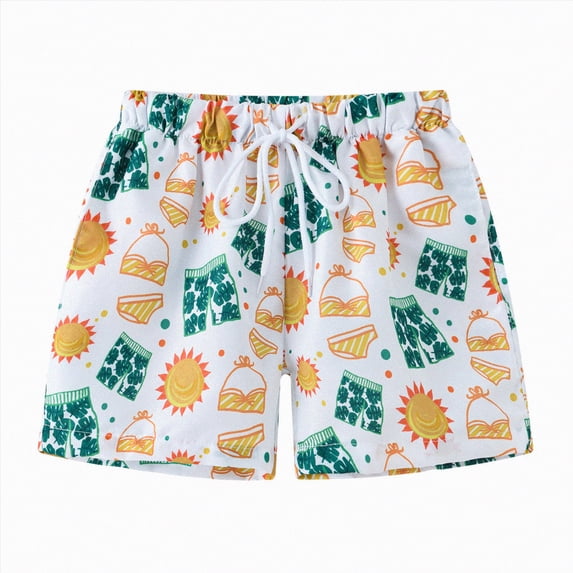 TOWED22 Boys Swim Trunks Toddler Kids Swimsuits for Boys Swimming Bathing Suits Quick Dry Kid Board Short Size 2-10 White,7-8 Y