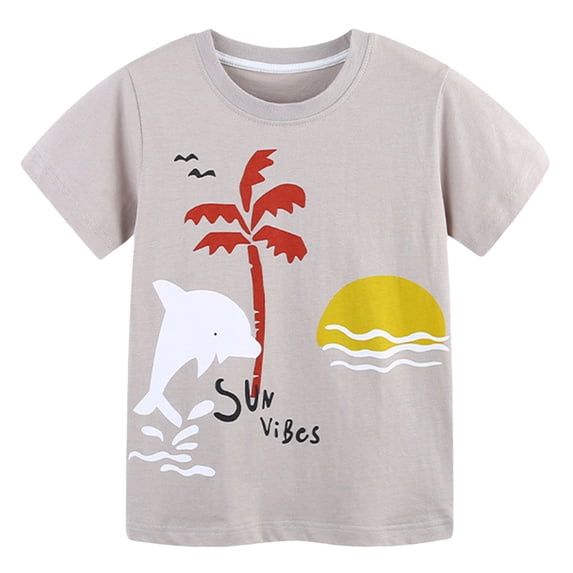 TOWED22 Boys Tshirt Raglan Short Sleeve Shirt Cotton Blend Basic Tees Breathable Baseball T-Shirts Light Weight(Grey,6-7 Y)
