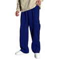 thumbnail image 1 of TOWED22 Boys Wide Leg Baggy Pants Straight Leg Cargo Joggers Casual Sweatpants Elastic Waist Trousers with Pockets Dark Blue,14-15 Y, 1 of 7