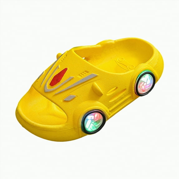 TOWED22 Boys and Girls Cloud Wide Slides for Kids – Non-Slip Summer Slippers Lightweight Beach, Pool, and Indoor Shower Sandals(Yellow,11)