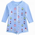 thumbnail image 1 of TOWED22 Boys one Piece Swimsuit Zipper Rash Guard Kids Long Sleeve Bathing Suits UPF 50+ Sun Protection Swimwear 2-9Y Blue,12-18 M, 1 of 8