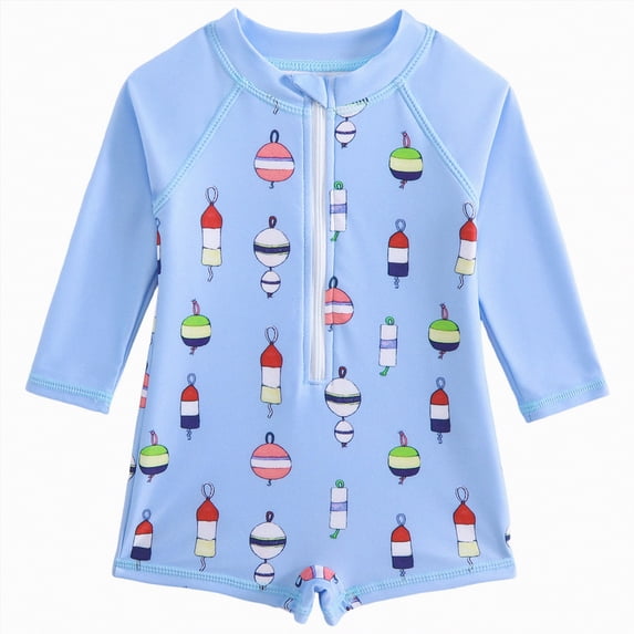 TOWED22 Boys one Piece Swimsuit Zipper Rash Guard Kids Long Sleeve Bathing Suits UPF 50+ Sun Protection Swimwear 2-9Y Blue,12-18 M