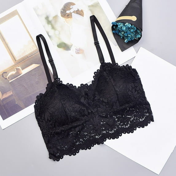 TOWED22 Bra For Women,Women's Lace Balconette Push Up Bra Plus Size See Unlined Underwire Demi,Black