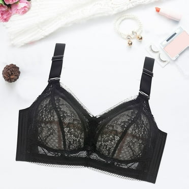 TOWED22 Bras,Women's Front Closure Full Figure Bra Minimizer Plus Size Lace Bra No Padded Underwire No Side Effect Bra Black,38B