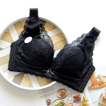 TOWED22 Bras,Women's Lightly Padded See Mesh Lace Underwire Bra Black,34C