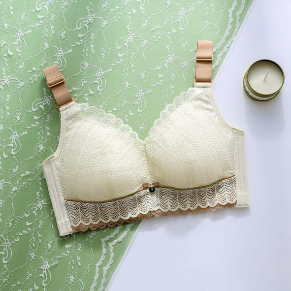 TOWED22 Bras for Women,Women's Plunge Bra Deep V Underwire Low Cut Bras T Shirt Cleavage Lightly Padded Beige,38C