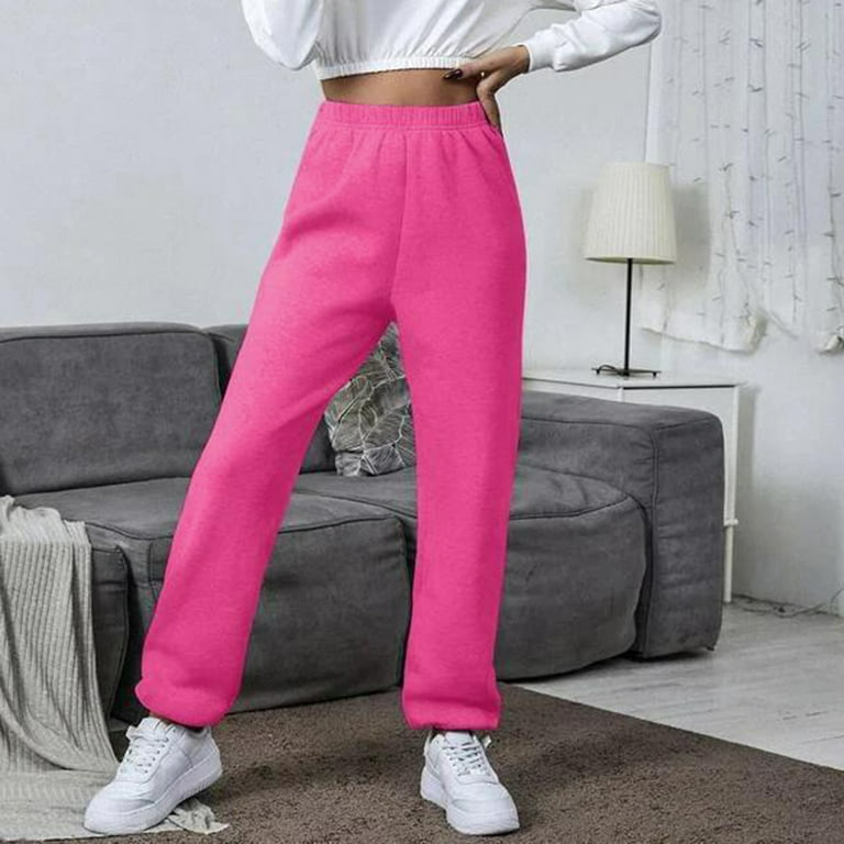 TOWED22 Cargo Pants Women Baggy,Print Joggers with Pockets Waisted Comfy  High Casual Stretch Pant Drawstring Palazzo Pants(Hot Pink,M) 