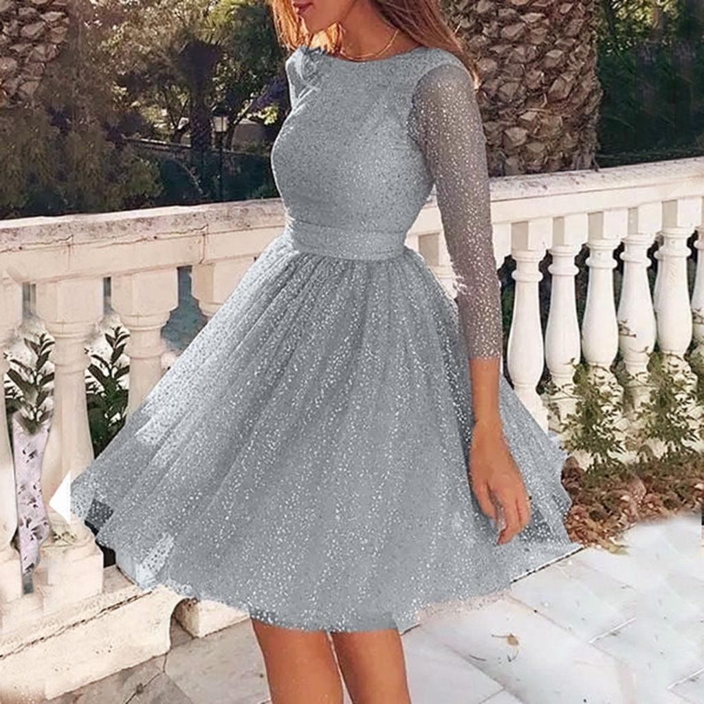 TOWED22 Christmas Dresses For Women 2022,Womens Elegant Sweetheart Neck  High Slit Formal Evening Wedding Party Maxi Dress(Grey,XXL)