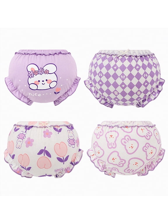 Cotton Reusable Baby Training Pants Unisex Potty Toddler Underpants Kids Waterproof Breathable Underwear 4-Pack(Purple,1.5-3 Y)