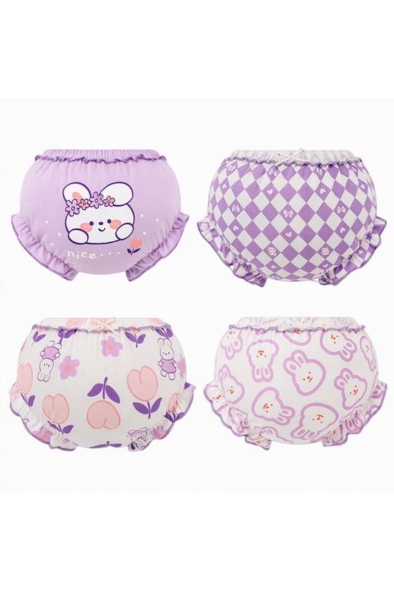 Cotton Reusable Baby Training Pants Unisex Potty Toddler Underpants Kids Waterproof Breathable Underwear 4-Pack(Purple,1.5-3 Y)