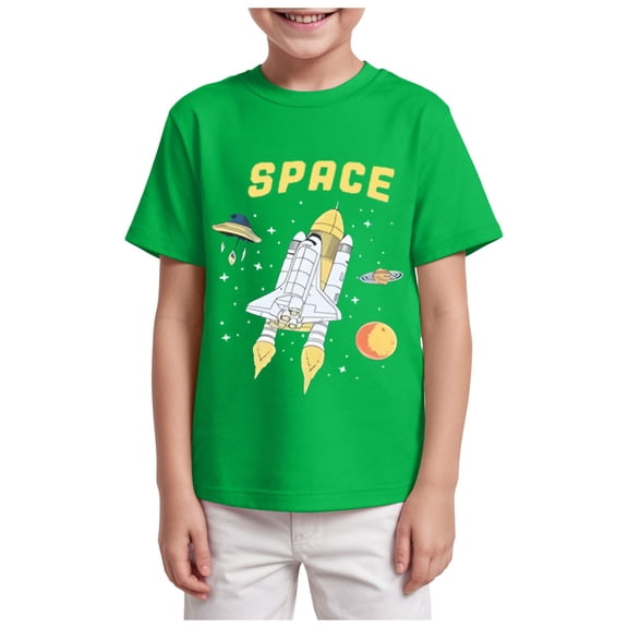 TOWED22 Cotton Shirt for 2-6T Boys Truck Dinosaur Toddler Kids T-Shirt Short Sleeve Excavator Construction T-Rex Tee Shirts(Green,5-6 Y)