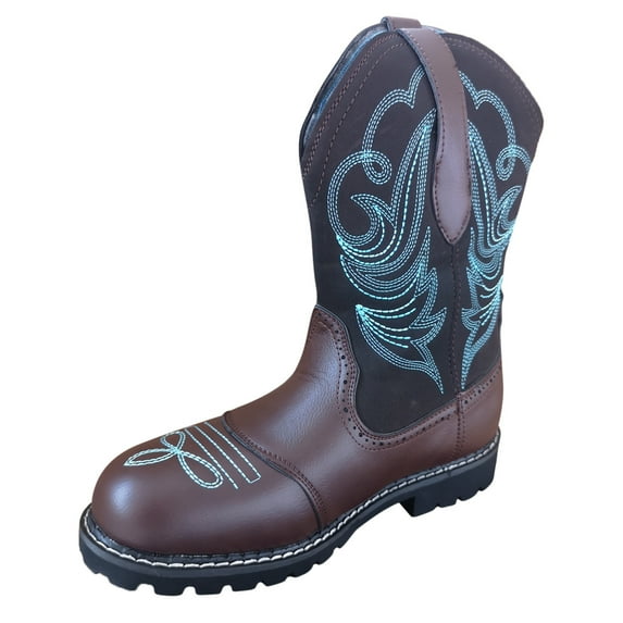 TOWED22 Cowboy Boots for Women Retro Knee High Heel Boot Embroidered Wide Calf Bootie(Brown,9)