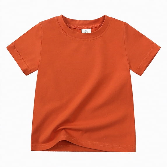 TOWED22 Cute Shirts for Girls Comfy Summer Tops Tie Knot Front Design Tees for Kids(Orange,7-8 Y)