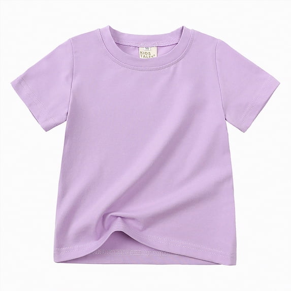 TOWED22 Cute Shirts for Girls Comfy Summer Tops Tie Knot Front Design Tees for Kids(Purple,8-9 Y)