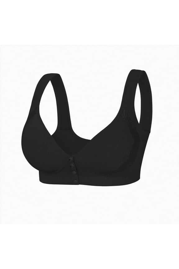 Daisy Bra for Seniors, Front Snap Closure Bras, Front Snaps Daisy Bras for Older Women(Black,44G)