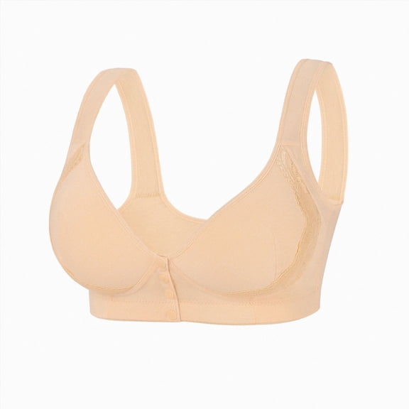 TOWED22 Daisy Bra for Seniors, Front Snap Closure Bras, Front Snaps Daisy Bras for Older Women(Light Yellow,44D)