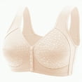 thumbnail image 1 of TOWED22 Daisy Bras for Older Women Breathable Front Close Button Bras, Full Coverage Comfort No Underwire Front Buckle Corset Bra(Beige,46), 1 of 5