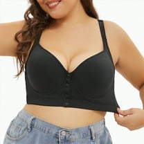 TOWED22 Daisy Bras for Older Women, Daisy Bra for Seniors Front Closure, No Underwire Comfortable Bra for Women(Black,48B)