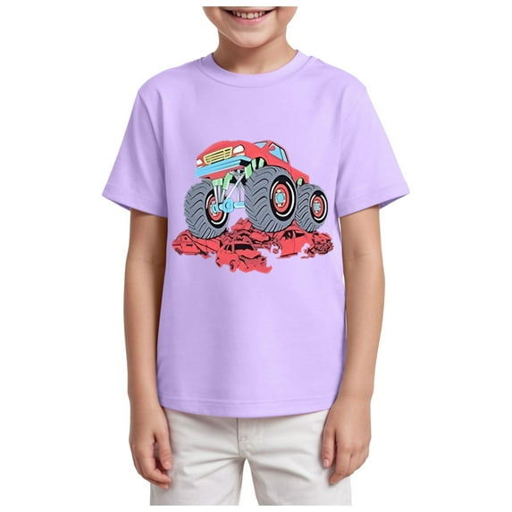 TOWED22 Dinosaur Shirt for Kids Boys Girls Funny Toddler Dino Short Sleeve Graphic Cotton Tee Top 2-7T(Light Purple,3-4 Y)