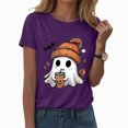 thumbnail image 1 of TOWED22 Fall Shirts for Women Cute Ghost with Coffee Pumpkin Graphic Casual Halloween Tee Autumn Thanksgiving Tops(Purple,XXL), 1 of 6
