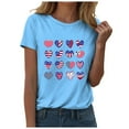 thumbnail image 1 of TOWED22 Flag Heart Print T Shirts for Women Short Sleeve Crewneck Patriotic Graphic Blouses Summer Casual Loose Basic USA Tee Tops(Sky Blue,L), 1 of 5