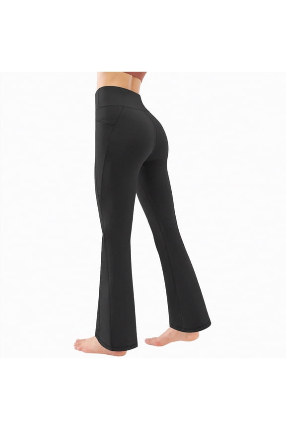 Flare Yoga Pants for Women - Soft High Waist Bootcut Leggings Tall & Long Bootleg Pants for Women(Black,L)