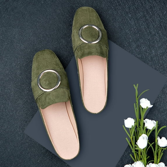 TOWED22 Flat Sandals For Women,Women's Knit Pinted Toe Dress Flats Comfort Slip On Foldable Ballet Flat Shoes Soft with Bowknot,Green