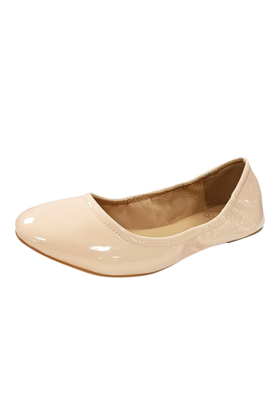 Flat Shoes For Women, Women's Flats Comfort Slip on Flat Ballerina Square Toe Ballet Shoes,Beige