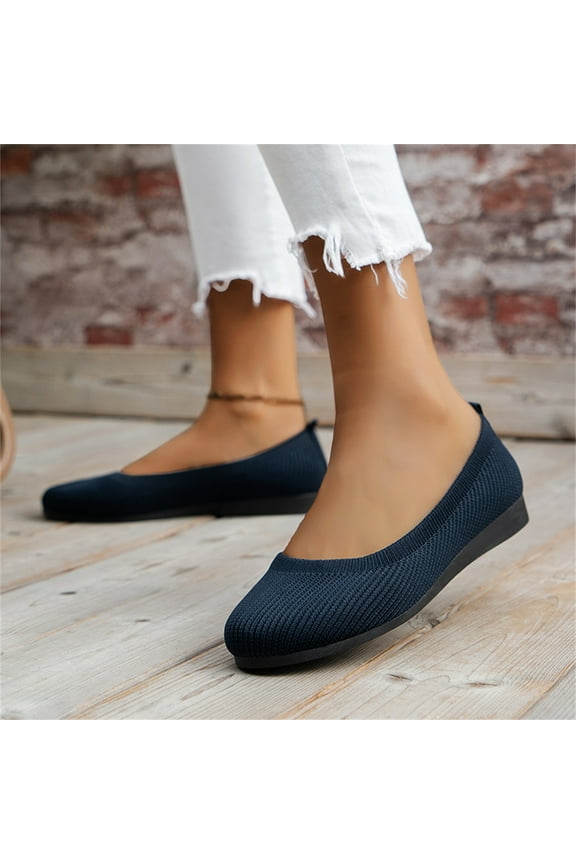 Flats Shoes Women,Women Ballet Flats Rhinestone Wedding Ballerina Shoes Foldable Sparkly Comfort Slip on Flat Shoes,Dark Blue