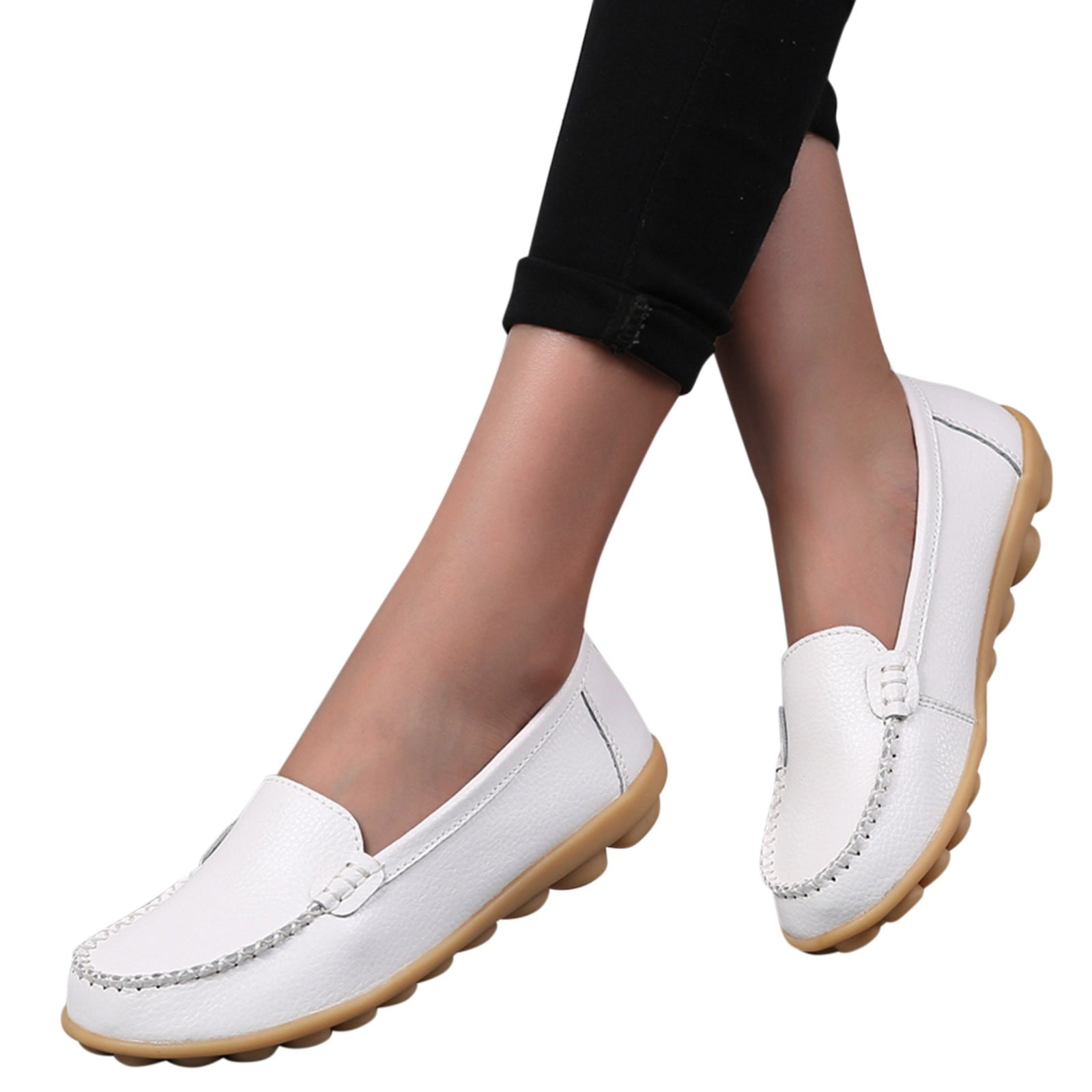 Flats Shoes Women Leather Comfortable Flats Pointed Toe Dress Shoes for  Women Bowknot Memory Foam Insole Slip on Work Flats for Women : 