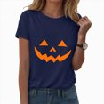 thumbnail image 1 of TOWED22 Funny Halloween T Shirts for Women Graphic Tees Vintage Cute Print Tee Holiday Tops(Navy,S), 1 of 5