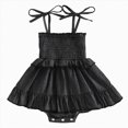 thumbnail image 1 of TOWED22 Girl Newborn Baby Girls Romper Dress Ruffle Sleeve Letter Printed Lace Tutu Skirted Cute Summer Clothes Black,6-12 M, 1 of 8
