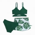 thumbnail image 1 of TOWED22 Girl's 3PCS Swimsuit Tankinis Bikini Set Bathing Suits with Sunflower Shorts Swimwear Beach Sport Swim Suits(Green,7-8 Y), 1 of 8