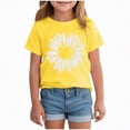 thumbnail image 1 of TOWED22 Girl's Cartoon Graphic Tees Short Sleeve Crewneck Oversized Preppy T Shirt Cute Summer Tops(Yellow,2-3 Y), 1 of 4